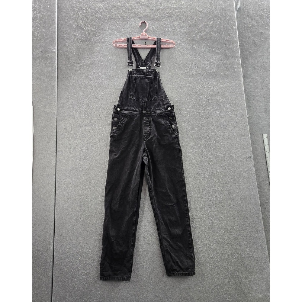 ASOS DESIGN Women‎ Overalls US 6 Black Denim Grunge Button 27" Inseam